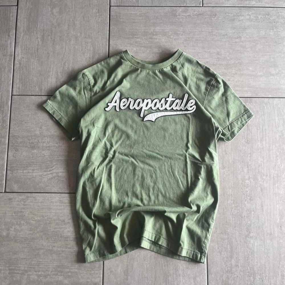 Aeropostale Womens Graphic Logo Tee Shirt Sage Green Short Sleeve